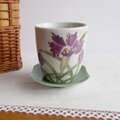 ★昭和30年代★レトロなマロン湯呑み【紫あやめ花貫入】