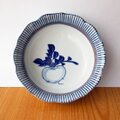 カブ野菜かぶら蕪絵茶青十草柄/深中鉢