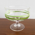 脚付きアイスクリームグラス昭和レトロなボーダー柄【緑】
