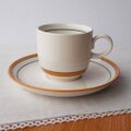 昭和レトロな可愛いオレンジラインのコーヒーカップ＆ソーサ―