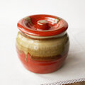 オシャレなグルメ壺/朱さび色流し/漬物調味料やお菓子などに★