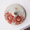 【蓋ファン】九谷焼牡丹の花柄貫入金赤土瓶急須の蓋【蓋のみ】マグカップの蓋などに♪