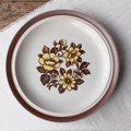ストーンウエア昭和レトロブラウンラインお花の大皿30cm
