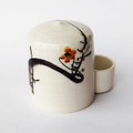 鳥さんの陶器食器/古い時代手書き朱梅花枝図水飲み器