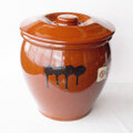 レア品♪常滑焼久松のカメ【アメ釉丸壺3号蓋付き】(5.4リットル)
