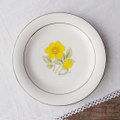 ボタニカルな黄色いお花絵柄レトロ洋皿プレート/ケーキ皿にも16.8cm