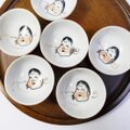 アンティーク盃/可愛い!おかめお多福お顔図柄お猪口/盃/ぐい呑み