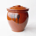 レア品♪常滑焼久松のカメ【アメ釉丸壺1号蓋付き】(1.8リットル)