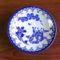 【唐子の食器】昭和レトロな藍色二人唐子柄小皿12cm