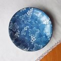 総瑠璃ぶどう柄の可愛い昭和レトロ小皿