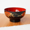 昭和レトロ漆器【華やか梅花紅葉朱金彩扇面柄】お汁椀