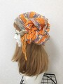 1756　夏用ショートからロング帽子ターバン：虹ピンク緑