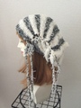 1424　雪ひらクシュクシュ帽子ターバン：灰白　秋向け