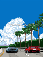 「Road to the Sky」　南国イラスト版画作品