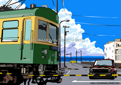 「湘南シーサイドアベニュー」　湘南イラスト版画作品
