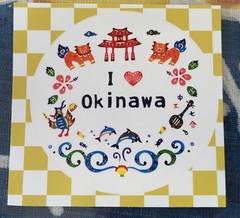 紅型柄ステッカー（ I love Okinawa )