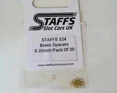 Staffs 製　1/32ｽﾛｯﾄｶ-ﾊﾟｰﾂ　STAFFS324★アクスル シャフトスペーサー 0.25ｍｍ  ｘ20個入り　新入荷・おすすめアイテム！　◆マシンセッティングの必需品！！