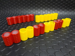 Team Slot 1/32　ｼﾞｵﾗﾏ用 ｱｸｾｻﾘｰ　6363016◆タイヤバリヤ　レッド/イエロー　12組set　　"NEUMATICOS "　　　　セーフティーゾーンに！◆小さな工夫でニクイ演出！