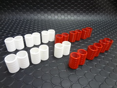 Team Slot 1/32　ｼﾞｵﾗﾏ用 ｱｸｾｻﾘｰ　6363015◆タイヤバリヤ　レッド/ホワイト　12組set　　"NEUMATICOS "　　　　セーフティーゾーンに！◆小さな工夫でニクイ演出！