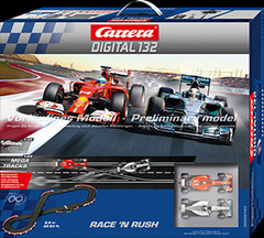 Carrera　digital132 ｺｰｽｾｯﾄ　　 30183◆Race'n Rush SET　" レースアンドラッシュ”　　メルセデス･W05ハイブリッド & フェラーリ F１４　 F1マシン　 2台入りフルセット　全長6.9ｍ　　★待望のデジタルセットが入荷！