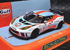 Scalextric 1/32 ｽﾛｯﾄｶｰ　C4183◆Lotus Evora GT4　 -Gulf Edition-　前後ライトも点灯！◆ガルフカラーのエボーラ再入荷！