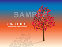 No.760　夕焼けとハナミズキ　紅葉　イラスト　【AI】