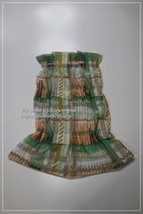 チェックチュールスヌード（グリーンベージュ）