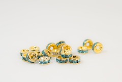 6×3　平型ロンデル(ゴールド)　アクアマリン