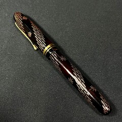 エボナイト　インク止め式 万年筆　鎌倉彫ー江戸切子風
