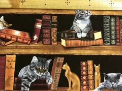 布「本棚に猫1」