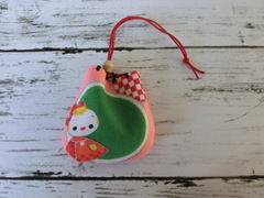 ＊プチ巾着・ポチ袋・帯飾り・にほひ袋＊文化人形（ヘロヘロ人形）うさぎ＊古布・昭和レトロ