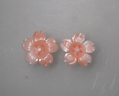 桃サンゴ　桜の花のルースペア251