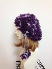 ファー帽子：紫