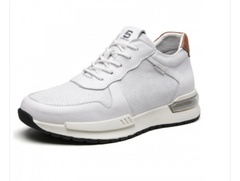 Younger Hidden Taller Running Shoes White Leather Casual Sporty Shoes Increase