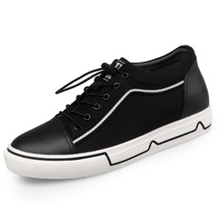 Black Height Increasing Casual Canvas Shoes Lace Up Fashion Sneakers Add Tall  5.5cm