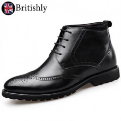 Albion Classic Brogue Dress Boot Black 6.5cmアップ