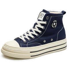Blue Elevator High Top Canvas Sneakers Fashion Thick-Soled Vulcanized Shoes Gain  6cm