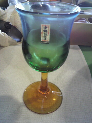 北洋硝子（ガラス）　足つきグラス①　未使用　津軽びいどろ　箱無し