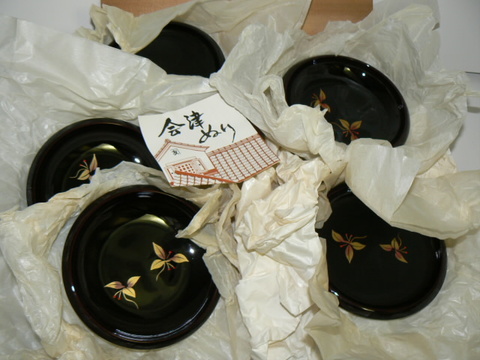 大峰　会津塗　太渕　銘々皿　５枚組　新品　長期保管品