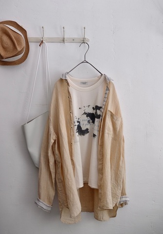送料無料＊VlasBlomme Washed Linen × VB Archive ダブルスタンドカラーシャツ
