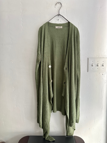 ラスト１点＊ICHI Antiquites カラーリネンのデザインカーディガン