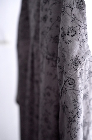 完売＊ICHI Antiquites コットンリネンフラワー5分袖ロングシャツドレス