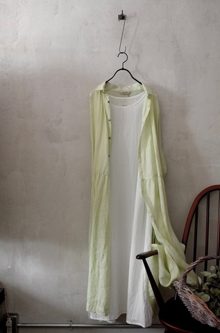 ICHI Antiquites カラーリネンのロングシャツドレス