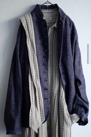 ラスト1点＊ICHI Antiquites  Linen-Cotton Denim Jacket