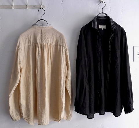 完売＊VlasBlomme Washed Linen × VB Archive ダブルスタンドカラーシャツ