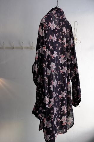 ラスト1点＊ICHI Antiquites LINEN FLOWER PRINT ラグランスリーブのチュニックシャツ