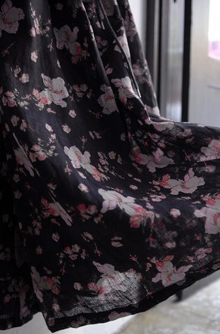 ICHI Antiquites LINEN FLOWER PRINT ロングスカート