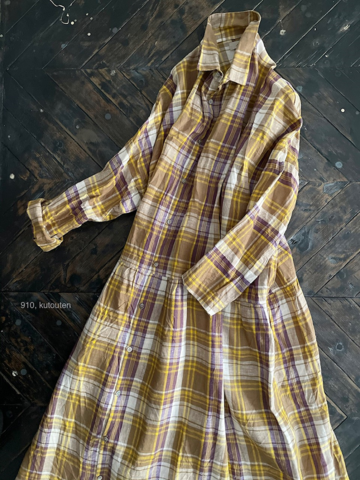 完売＊ICHI Antiquites FarmersTartanCheckのロングシャツドレス
