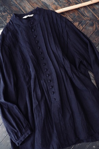 ICHI Antiquites  FRENCH LINEN タックプリーツシャツ