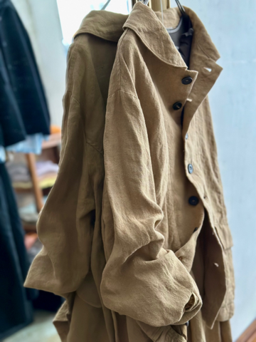 完売＊ICHI Antiquites  キャンバスリネンのラウンドカラージャケット
